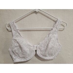 Amoureuse White Lace Front Closure Underwire Bra 40B Floral Full Coverage